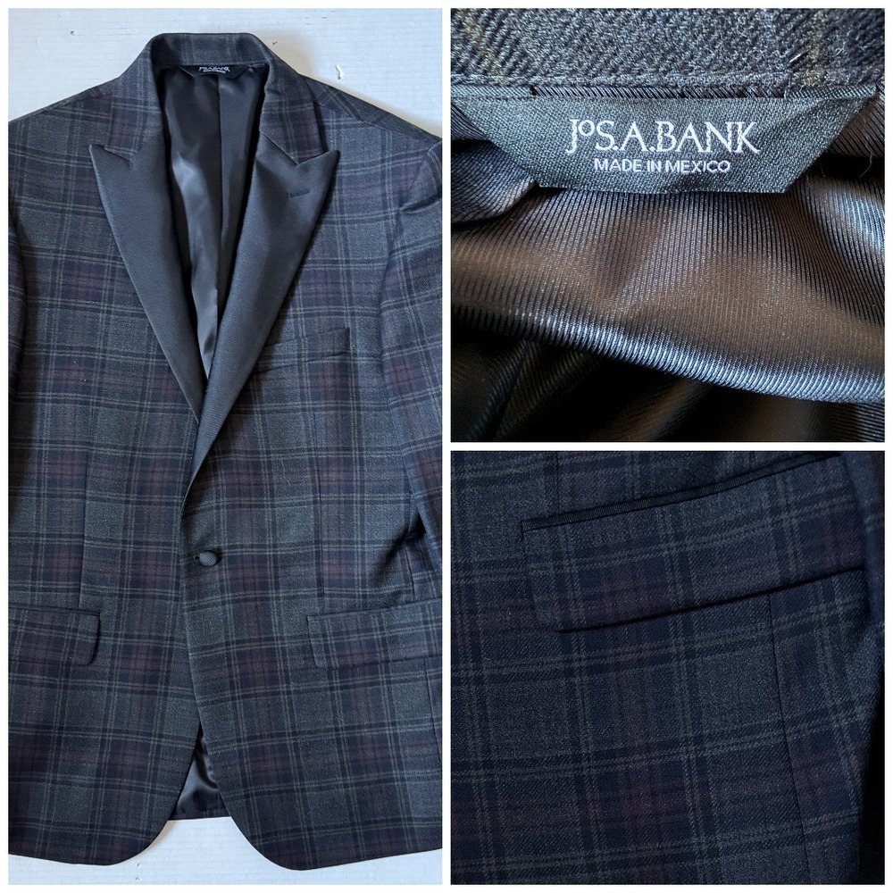 JOS A BANK - Men's Tailored‎ Fit Plaid Blazer - Size 43R